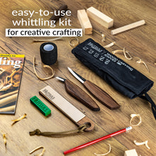 Load image into Gallery viewer, Hutsuls K.37 Wood Carving Kit for Beginners - Pre-Sized Basswood Carving Blocks & Sticks for 15 Projects, All-in-One Wood Whittling Kit for Beginners, Includes Wood Whittling Book for Beginners Kids