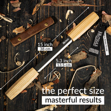 Load image into Gallery viewer, Hutsuls Draw Knife Woodworking Tool - Sharp & Ready 5.3 inch Debarking Knife with Leather Sheath, Easy to Use Straight Handles Draw Knife Debarking Tool, Great to Your Bushcraft Tools Collection