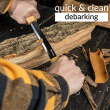 Load image into Gallery viewer, Hutsuls Draw Knife Woodworking Tool - Sharp & Ready 5.3 inch Debarking Knife with Leather Sheath, Easy to Use Straight Handles Draw Knife Debarking Tool, Great to Your Bushcraft Tools Collection