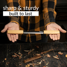 Load image into Gallery viewer, Hutsuls Draw Knife Woodworking Tool - Sharp & Ready 5.3 inch Debarking Knife with Leather Sheath, Easy to Use Straight Handles Draw Knife Debarking Tool, Great to Your Bushcraft Tools Collection