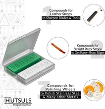 Load image into Gallery viewer, Hutsuls White & Green Strop Compound - Total 5 Oz Get Razor Sharp Edge with Green Honing Compound for Strop, Easy to Use Green & White Stropping Compound for Knives Guide, White Polishing Compound Bar