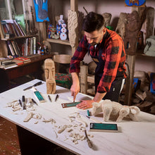 Load image into Gallery viewer, Hutsuls Knife Stropping Leather for Sharpening - Get Razor-Sharp Edges with Leather Strop for Knife Sharpening Easy to Use Leather Sharpening Strop with Green & White Strop Compound Step-by-Step Guide