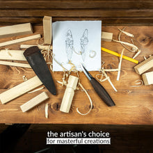 Load image into Gallery viewer, Hutsuls NX-1 Whittling Knife with Leather Sheath - The Carver's Choice, Exquisite Sloyd Knife Wood Carving, Master Craft Wood Carving Knife Woodworking, Quality Sloyd Carving Knife Sheath Included