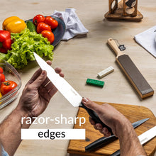 Load image into Gallery viewer, Hutsuls Leather Strop for Knife Sharpening - Top-Tier Double Sided Knife Stropping Kit with White & Green Paddle Strop Compound, Easy to Use Sharpener Leather Knife Strop Kit for Razor Sharp Edges