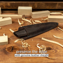 Load image into Gallery viewer, Hutsuls NX-1 Whittling Knife with Leather Sheath - The Carver's Choice, Exquisite Sloyd Knife Wood Carving, Master Craft Wood Carving Knife Woodworking, Quality Sloyd Carving Knife Sheath Included
