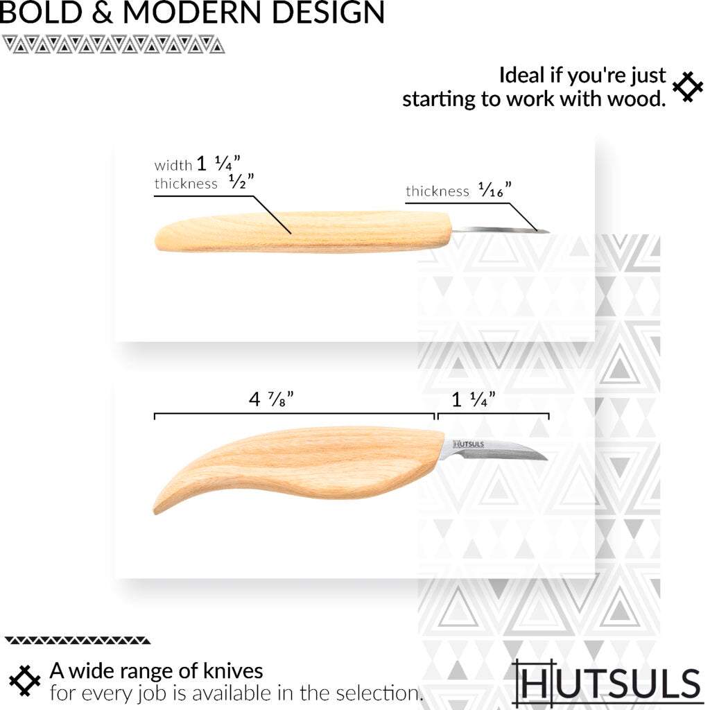 HUTSULS Wood Whittling Kit for Beginners - 8 pcs Razor Sharp Wood Carving  Knife Set