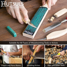 Load image into Gallery viewer, Hutsuls Double Sided Strop Paddle - Knife Strop Kit, Easy to Use Quality Leather Strop Sharpener with Ergonomic Handle & Leather Honing Strop Guide