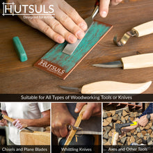 Load image into Gallery viewer, Hutsuls Brown Leather Strop with Compound - Stropping Kit, Green Honing Compound & Vegetable Tanned Two Sided Leather Strop Knife Sharpener