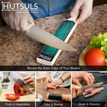 Load image into Gallery viewer, Hutsuls Double Sided Strop Paddle - Knife Strop Kit, Easy to Use Quality Leather Strop Sharpener with Ergonomic Handle & Leather Honing Strop Guide