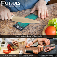 Load image into Gallery viewer, Hutsuls Black Leather Strop with Compound - Stropping Kit, Green Honing Compound & Vegetable Tanned Two Sided Leather Strop Knife Sharpener