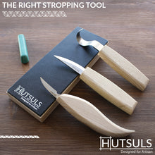 Load image into Gallery viewer, Hutsuls Leather Strop Block with Compound - Knife Strop Kit, Easy to Use Quality Non-Slip Leather Stropping Block & Leather Honing Strop Guide