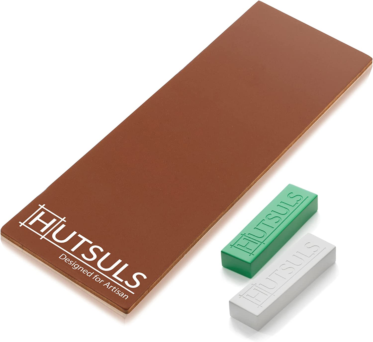 Hutsuls Black Leather Strop with Compound - Stropping Kit, Green