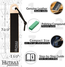 Load image into Gallery viewer, Hutsuls Pocket Knife Strop Kit - Get Razor-Sharp Edges with Pocket Leather Strop for Knife Sharpening, Easy to Use Knife Stropping Kit with Stropping Compound, Stropping Leather Sharpening Strop Block
