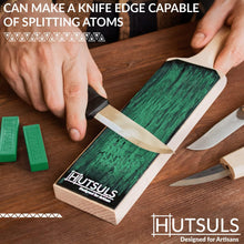 Load image into Gallery viewer, Hutsuls Knife Stropping Compound with Case - (2-Pack, Total 5 Oz) Get Razor-Sharp Edges with Knife Polishing Compound, Green Buffing Compound Bars are Easy to Use with Leather Strop Compound Guide
