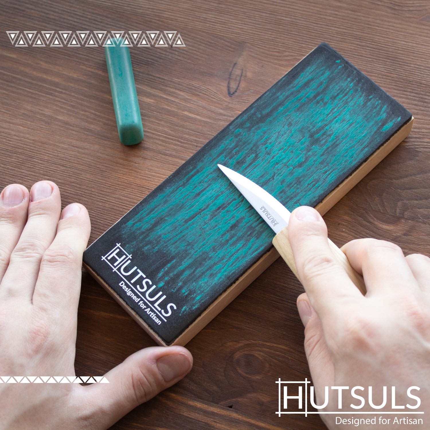 Hutsuls Leather Strop Block with Compound - Knife Strop Kit, Easy