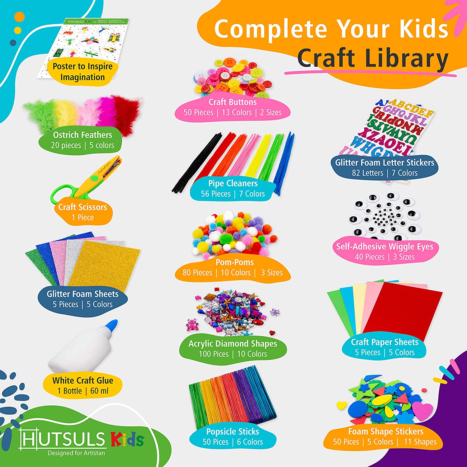 Hutsuls Kids Arts and Crafts Supplies - Toddler Craft Supplies & Mater –  HUTSULS